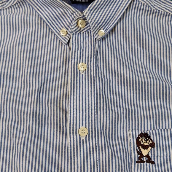 Looney Tunes Taz Warner Bros Studio Vintage Long Sleeve Button Up Size Medium - Picture 2 of 8